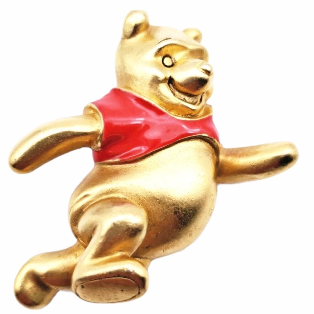 Disney Winnie the Pooh Vintage Brooch Red Gold Accessory